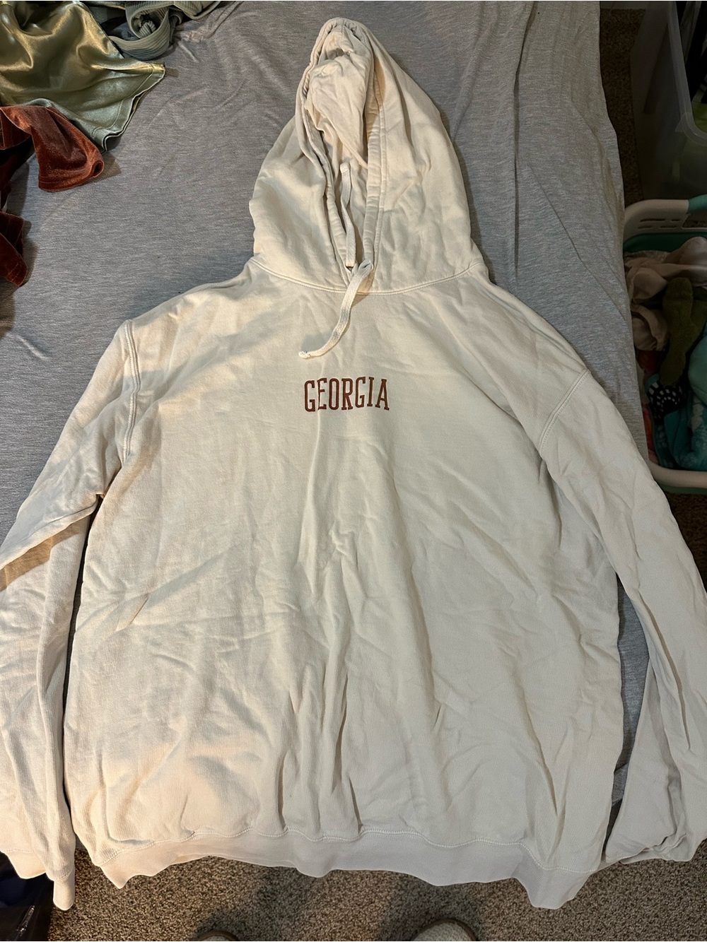 Comfort Colors Cream Hoodie with Georgia Chest Script